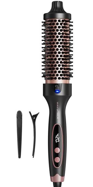 Wavytalk ロールブラシアイロン 38mm ツヤ髪ブロー仕上げ トルマリンセラミック マイナスイオン搭載サーマルブラシ 低ダメージ 5段階温度調節 (ローズゴールド)