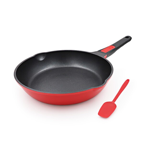 AIKENBBKK フライパン 24cm IH・ガス火対応 くっつかないほうろうコーティング＆取っ手の取れる オーブン＆食洗機対応 PFOA PFOS フリ