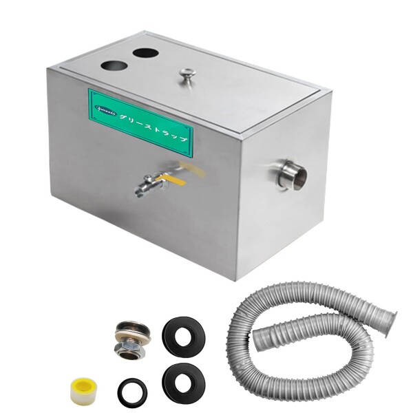 Iproods グリーストラップ ステンレス製 油水分離器 キッチン 流し台排水用 業務用 厨房施設 飲食店 家庭用 シルバー 日本語説明書付き(500*290*290MM)