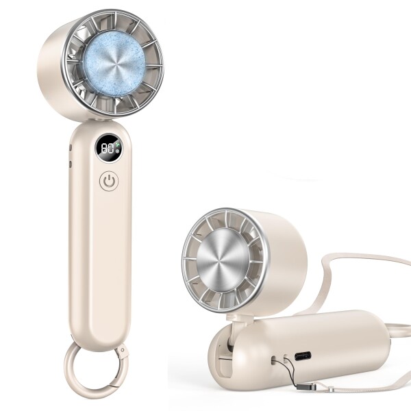 ハンディファン 冷却プレート搭載 携帯扇風機 冷感 手持ち扇風機 3段階風力調節 長時間稼働 ミニファン USB充電式 小型 ストラップ付き カラビナ付き