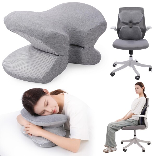 快眠快息 パワーナップピロー お昼寝枕 うつ伏せ 枕 うつぶせ寝 会社 オフィス 仮眠 デスク枕 まくら クッション 昼寝枕デスク (グレー)