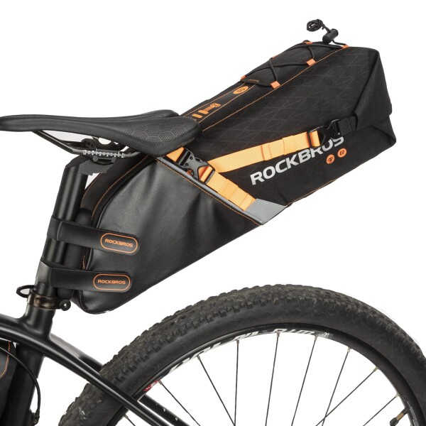 ROCKBROS(ロックブロス)サドルバッグ 自転車 ロードバイク 防水 10L大容量リアバッグ 超強力固定 クロスバイク バッグ 反射付き 自転車シートバッグ 耐磨耗性 取り付け簡単 バッグ 防圧 ガ