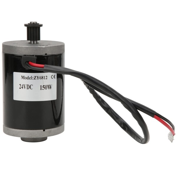 電動スクーター 電動モーター 黒色 ZY6812 150W DCチェーン歯 永久磁石 24V アルミニウム素材 電動バイク用 ブラシ付き