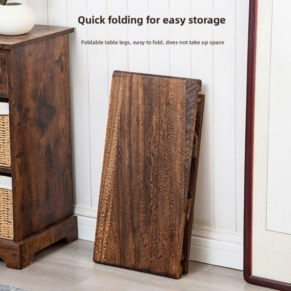 折りたたみ式実木ローテーブル 長方形畳用茶卓 座卓 小型コーヒーテーブル バルコニーやリビング用 (ブラウン Brown, 50*30*20cm)