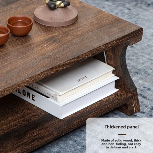 折りたたみ式実木ローテーブル 長方形畳用茶卓 座卓 小型コーヒーテーブル バルコニーやリビング用 (ブラウン Brown, 50*30*20cm)