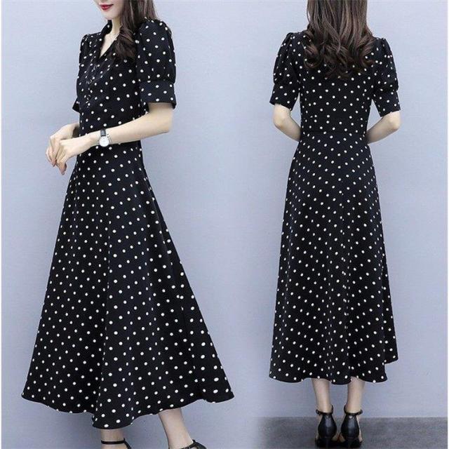 ワンピース レディース 夏 半袖 上品 ドット柄 30代 ワンピース マキシ丈 ワンピース カジュアル ワンピース きれいめ 新作 マキシワの通販はau Pay マーケット ラッキースマイルプラザ