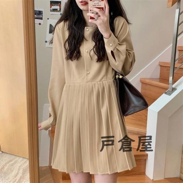 第1位獲得 ショートワンピ レディース ワンピース 春 プリーツスカート 長袖ワンピース ゆったり レトロ 学院風 秋 シャツワンピ ミニ丈 ワンピース 工房直送価格 Www Iacymperu Org
