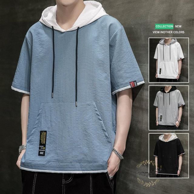 半袖パーカー メンズ パーカー 切り替え 夏服 冷感 凉しいプルオーバーパーカー トップス フード付きtシャツ おしゃれ 大きいサイズ 薄手の通販はau Pay マーケット ラッキースマイルプラザ