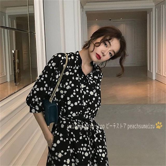 ワンピース レディース 40代 代 春 夏 七分袖 長袖 きれいめ 上品 花柄ワンピース Vネック 大きいサイズ パーティードレス おしゃれ 韓の通販はau Pay マーケット ラッキースマイルプラザ