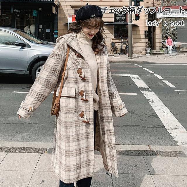 ダッフルコート グレンチェック レディース コート 冬 フード付きコート 厚手 ロングコート レトロ チェック柄コート 学院風 冬コートの通販はau Pay マーケット あさみショップ
