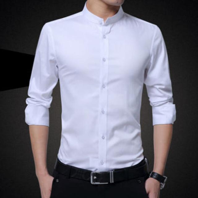 カジュアルシャツ ドレスシャツ 白シャツ 立ち襟 トップス インナー メンズ スリムシャツ スーツ 長袖シャツ 長袖 シャツ カジュアル シの通販はau Pay マーケット プレッピー