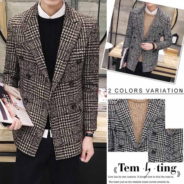 千鳥柄チエスターコート ダッフルコート ダグルブレスト メンズ スプリングコート アウター 通勤 ビジネス スリム 袋付きの通販はau Pay マーケット プレッピー