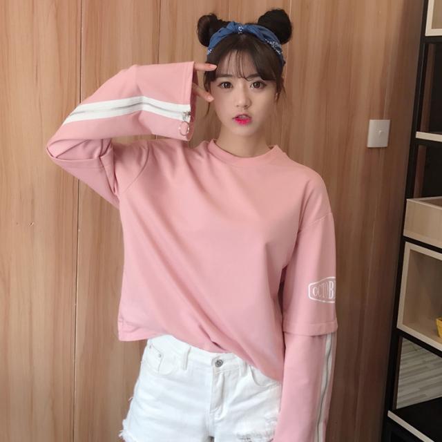 袖ジッパーデザインがおしゃれなpoint 秋服 薄手トレーナー レディース トップス Tシャツ トレーナー パーカー ファスナー 長袖の通販はau Pay マーケット プレッピー