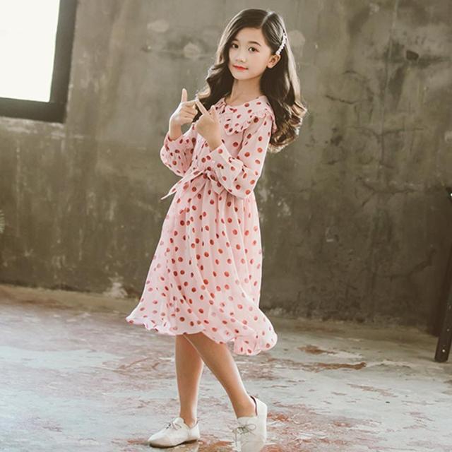 シフォンワンピース 長袖ワンピース ロングワンピース リボン ドット柄 ジュニア ワンピース 送料無料 可愛い シフォンワンピース 1 フの通販はau Pay マーケット Yoyo