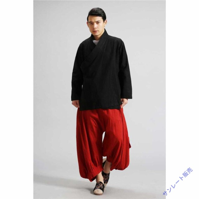 チャイナ服 メンズ ジャケット 漢服 禅服 道服 カンフー 斜め襟 斜め開き 交差襟 民族衣装 中華服 中国服 送料無料 麻 年中の通販は