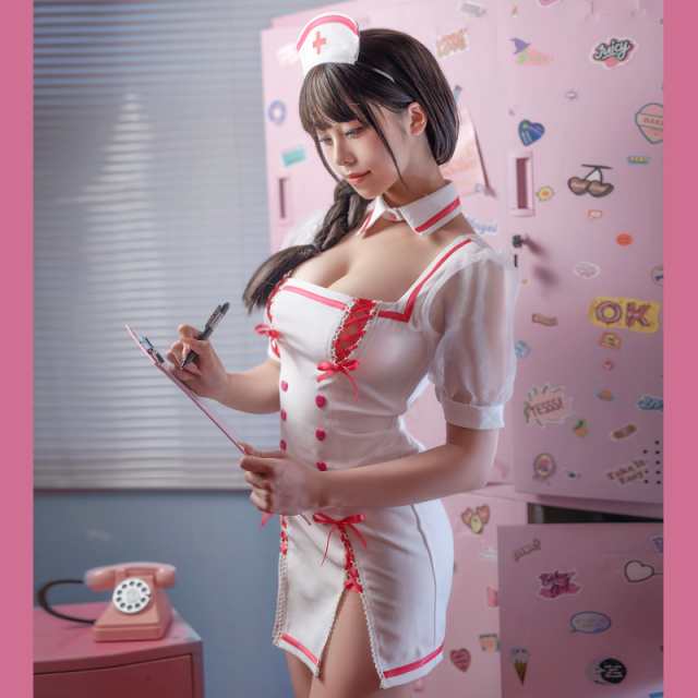 ナース コスプレ セクシー エッチ エロ ナース服 制服 ボンデージ 看護婦 nurse 情趣 調教 エッチ な 萌え ミニ丈スカート ランジェリー コスチューム  ハロウィン 仮装 衣装 撮影会 ホワイト レディースの通販は