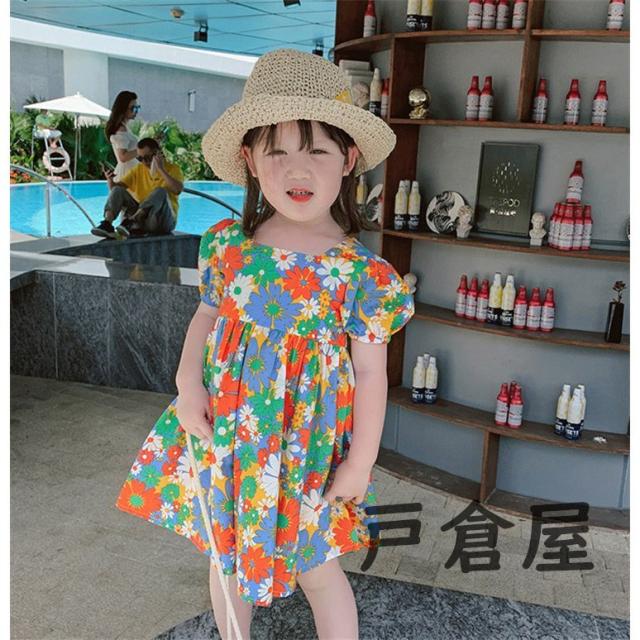 子供服 ワンピース キッズ 女の子 春夏 半袖 花柄ワンピース 韓国 