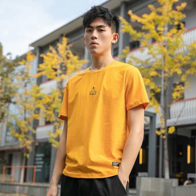 Tシャツ メンズ トップス カットソー 半袖 丸首 プリント 無地