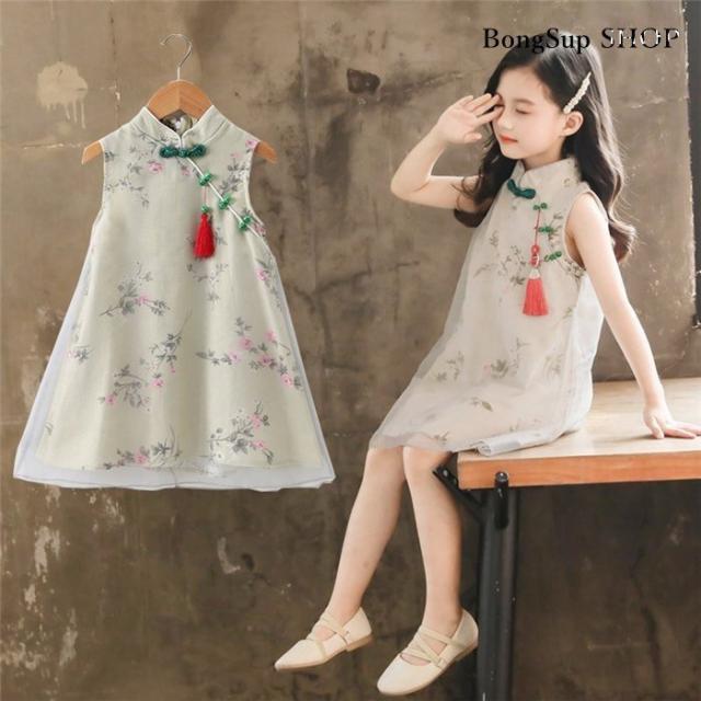 子供服 ワンピース ノースリーブ 女の子 キッズワンピース シフォンワンピース 花柄 チュニック 子供ドレス おしゃれ 可愛い 新品