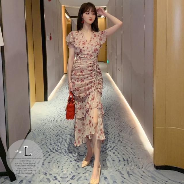 ワンピース 花柄 カシュクール ハイウエスト リボン ロマンティック ふんわり 食事会 女子会 華美 ママ 華やか 大人カジュアル 大人可愛い