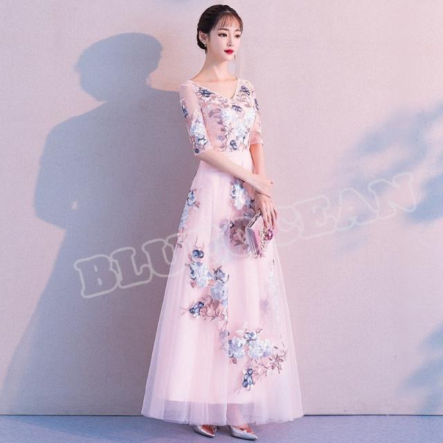 パーティードレス 10代 20代 30代 40代 ワンピース マキシドレス フォーマル お呼ばれ フィッシュテール 結婚式 成人式 レディース_2