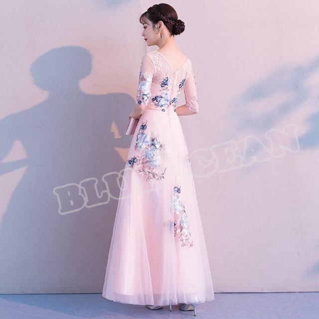 パーティードレス 10代 20代 30代 40代 ワンピース マキシドレス フォーマル お呼ばれ フィッシュテール 結婚式 成人式 レディース_4