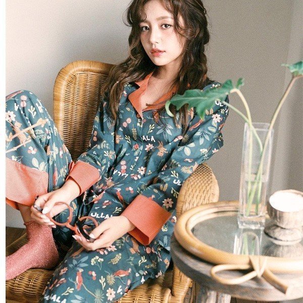パジャマ レディース 長袖 前開き 春 秋 冬 パジャマ 花柄 上下セット パジャマ レディースルームウエア 部屋着 可愛い 2の通販は