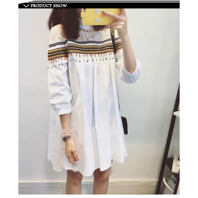 エスニックワンピース ミニワンピース 長袖ワンピース プルオーバー