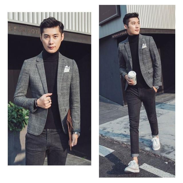 テーラードジャケット　テラジャケ　ライトジャケット　アウター　メンズ　長袖　グレンチェック　羽織り　スリム　細身　オフィス　通勤　お洒落　2020春新作 テーラードジャケット テラジャケ ライトジャケット アウター メンズ