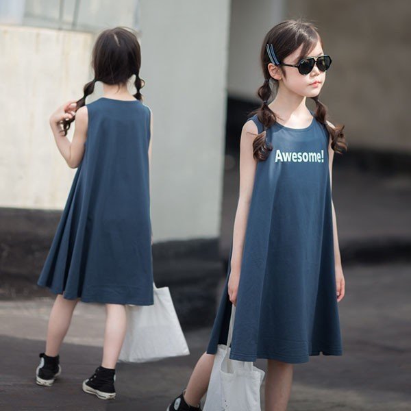 子供服 ワンピース キッズ 子供ドレス dress 親子ペア 韓国子供服 ジュニア 女の子 夏 ノースリーブ 膝丈 カジュアル おしゃれ 可愛い 通学着 通園着 新品