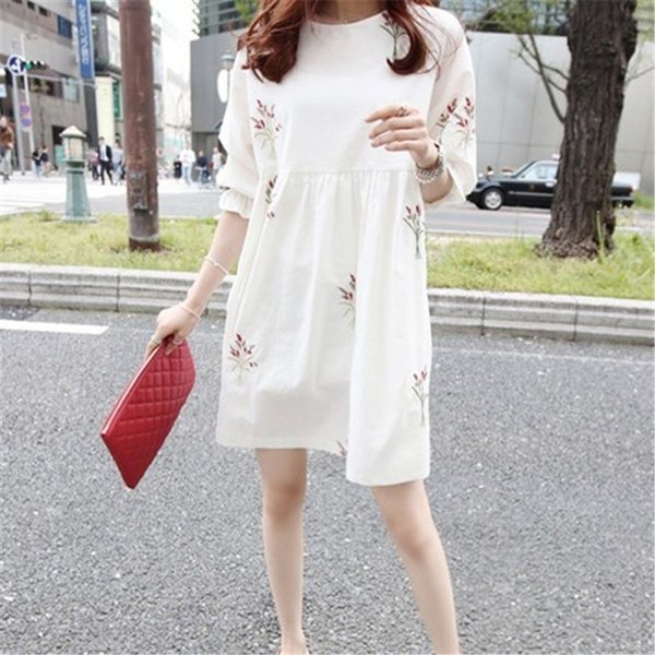 ワンピース レディース 春夏  リゾートワンピース 五分袖 チュニック 刺繍花柄  大きいサイズ 新作 ミニ丈ワンピース 可愛い ワンピース レディース 春夏 リゾートワンピース 五分袖 チュニック