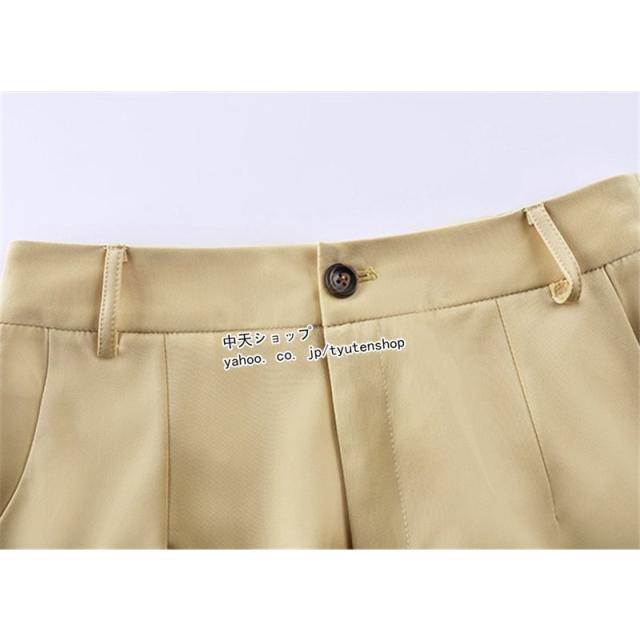 パンツスーツ スーツレディース 2点セット 五分袖ジャケット+ロング