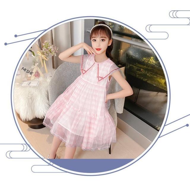 子供服 ワンピース 女の子 夏服 160センチ 韓国 半袖 チェック柄