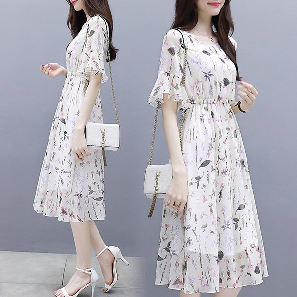 ワンピース レディース 40代 20代 半袖 春夏 きれいめ 花柄ワンピース シフォン ロング チュニック 大きいサイズ パーティードレス おしゃれ 韓国風 着痩せ 新品 ワンピース レディース 40代 20代 夏 半袖 きれいめ 上品 花柄