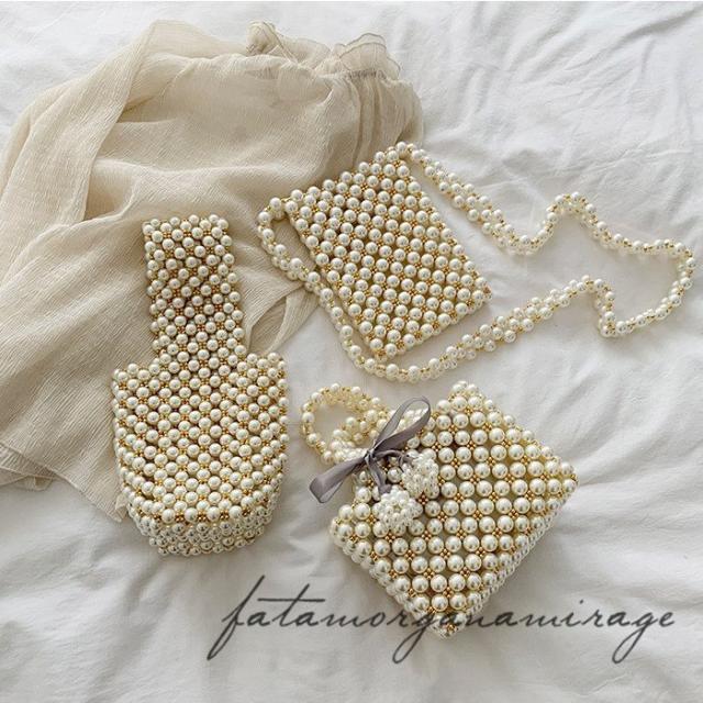 パール チェンショルダーバッグプリンバッグ ミニサイズ 肩紐バッグ