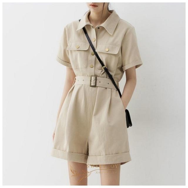 サロペット オーバーオール パンツ レディース 40代 春夏新作 ショット丈 ワイドパンツ ゆったり 半袖 サロペット オシャレボトムス 着痩せ カジュアル韓国風_4