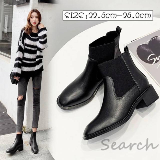 ショートブーツ レディース 裏ボア 美脚 ブーツ 靴 歩きやすい PU革靴 防寒 秋冬 お洒落 冬新作 無地