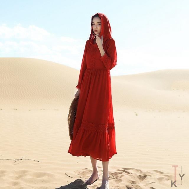 ◆バカンス ビーチ リゾート ロング丈 ワンピース 夏 旅行 ﾚｯﾄﾞ ◇バカンス ビーチ リゾート ロング丈 ワンピース 夏 旅行 ﾚｯﾄﾞ