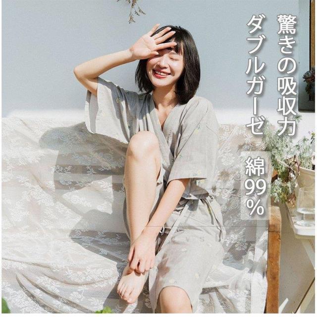 ダブルガーゼ 和風ルームウェア レディース 夏パジャマ ルームウェア M L XL ピンク/グレー 夏ルームウェア レディースパジャマ 部屋着 半袖 可愛い ギフト