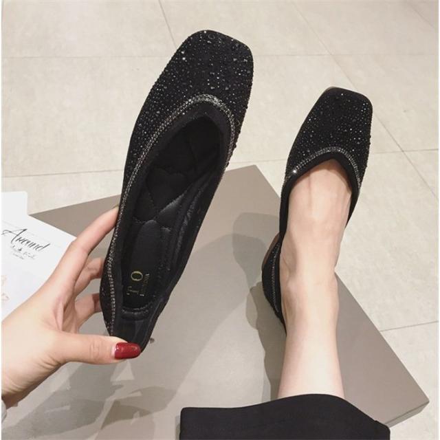 全2色 レディースパンプス バレエシューズ ポインテッドトゥ ぺたんこ