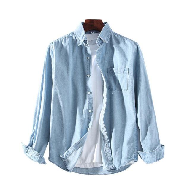 デニムシャツ メンズ シャツ 長袖 ユーズド加工 USED加工 ヴィンテージ