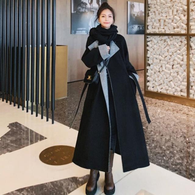 ラシャコート コート ジャケット レデイース 秋冬 40代 配色 ベルト