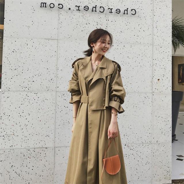 レディース ステンカラートレンチコート スプリングコート トレンチコート ダブル ロング丈 高品質 秋着 コート 通勤 アウター ロング丈レディース レディース ステンカラートレンチコート スプリングコート トレンチ