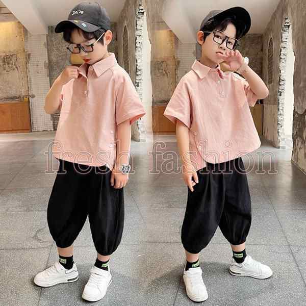 韓国子供服 セットアップ 男の子 夏服 カジュアル上下セット 半袖 T