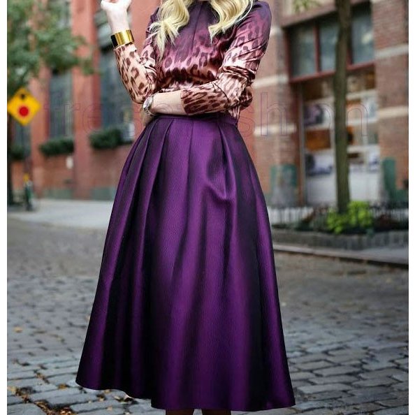 フレアスカート ミモレ丈 ミディアム スカート ハイウェスト ふんわり 光沢感 2017 秋冬 新作の通販は