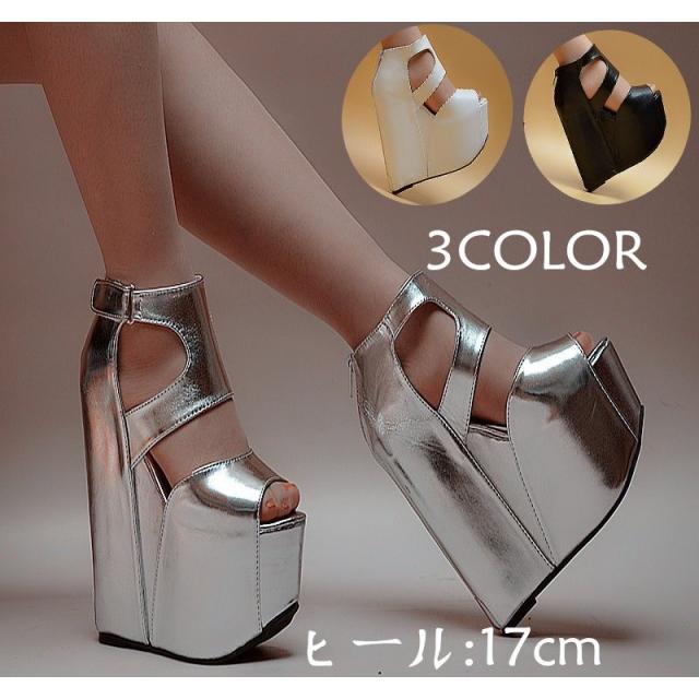 美脚 キャバ サンダル ヒール ウェッジソール 厚底 パーティーサンダル 17cmヒール 超厚底 ミュール サンダル ハイヒール 厚底ウェッジ 美脚サンダルの通販は 5,010円