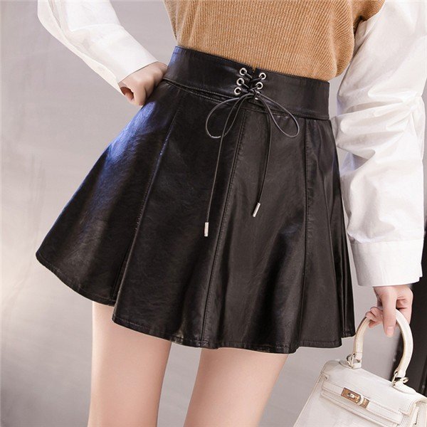 レザースカート レディース ショート丈 ボトムス シンプル ハイウエスト シンプル Aライン おしゃれ 着痩せ 無地 レザースカート レディース ショート丈 ボトムス シンプル ハイ