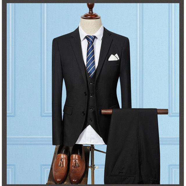 3ピーススーツ ビジネススーツ スーツ メンズ 2つボタン カジュアルスーツ スーツセット スリム 細身 通勤 入学式 卒業式 春物 春服 3ピーススーツ ビジネススーツ スーツ メンズ 2つボタン カジュアル