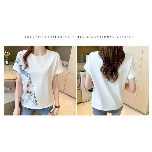 Tシャツ レディース 40代 春夏新作 オシャレブラウス 白Tシャツ 半袖トップス レション プリントTシャツ ラウンドネック 大人 通勤 ゆったりカットソー 30代 Tシャツ レディース 40代 春夏新作 オシャレブラウス 半袖