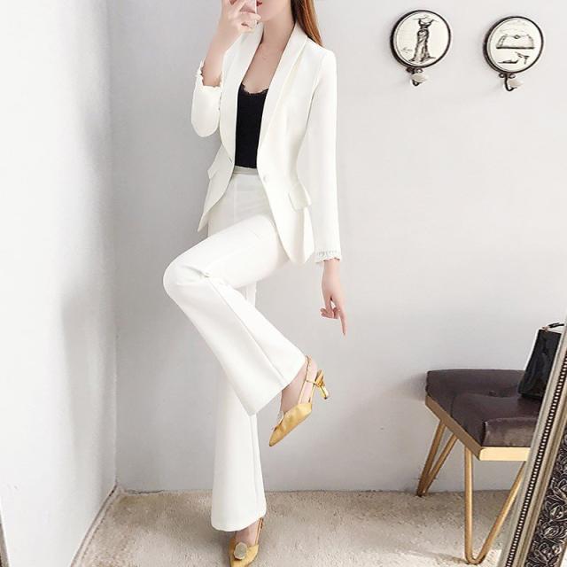 レディース ビジネススーツ 2点セット ショールカラー スーツ ズボン